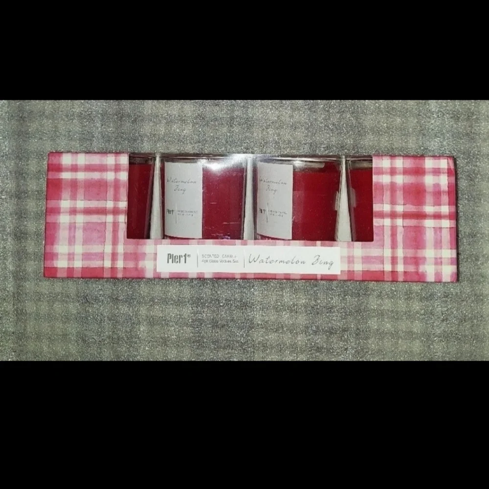Pier 1 Imports Watermelon Zing Set of 4 Votive Shotglass Candles BNWT SO RETIRED